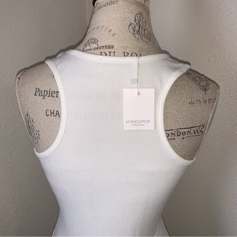 Mangopop Ribbed Racerback Bodysuit Tank Top - Picture 9 of 13